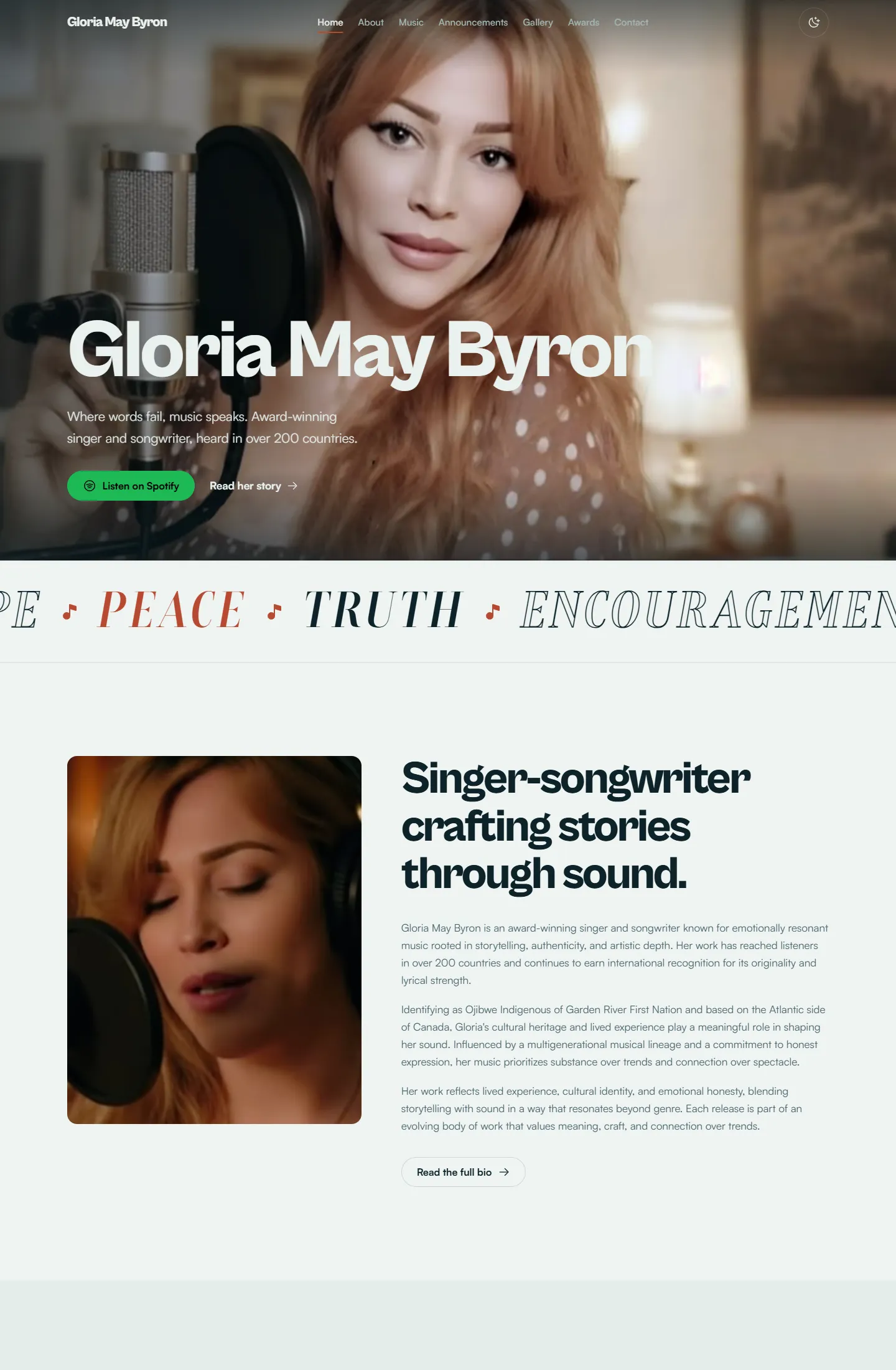 Gloria May Byron website preview