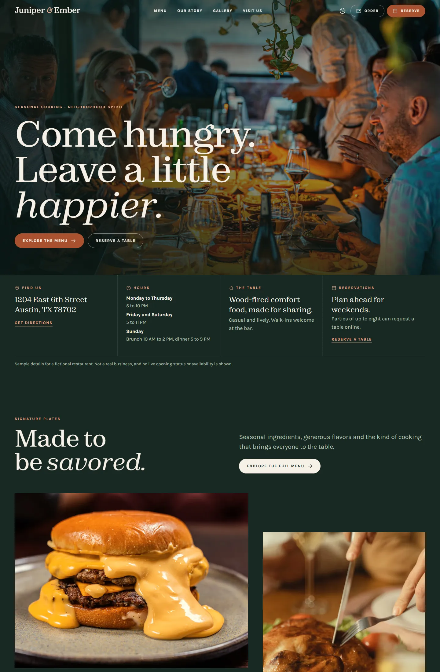 Juniper & Ember (concept project) website preview