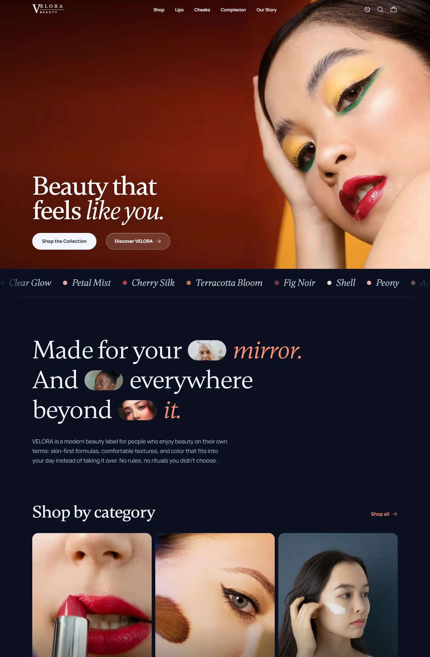 Velora Beauty (concept project) website preview