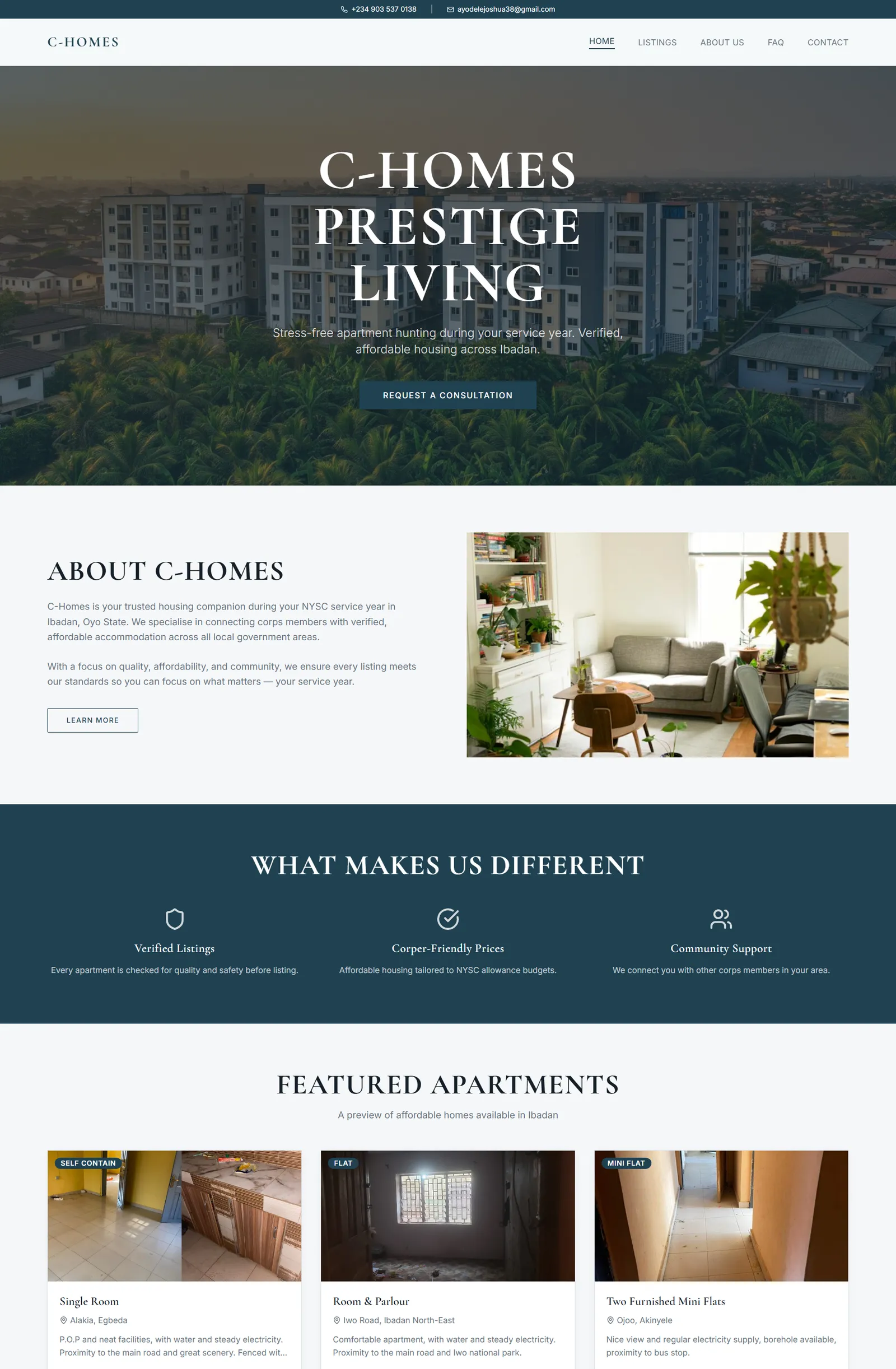 C-HOMES website preview