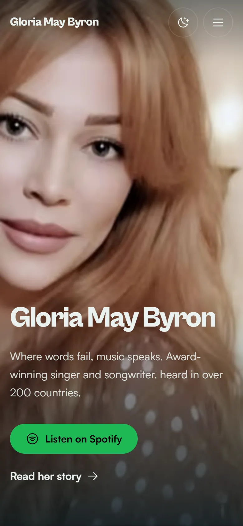 Gloria May Byron on a phone, screen 1 of 2